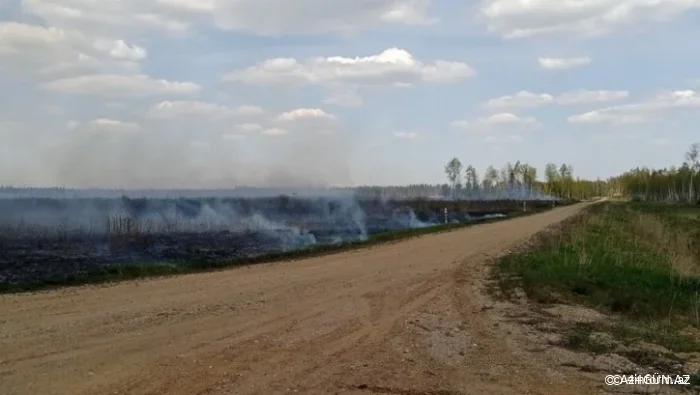 Hərbi poliqonda güclü yanğın baş verdi - Xilasedicilər yanğını söndürə bilmir